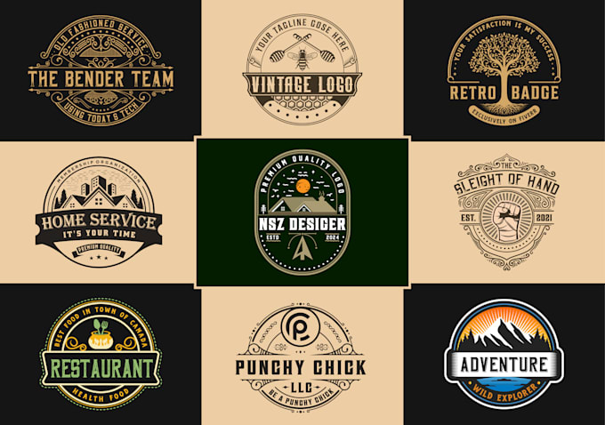 create a unique and awesome retro vintage hand drawn logo design