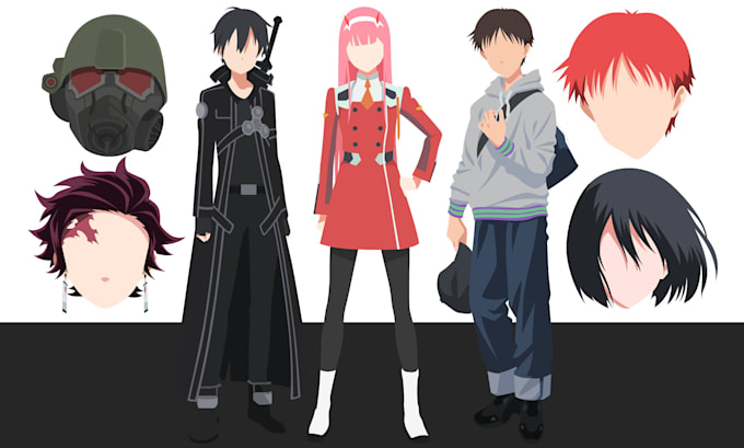 make a flat style minimalist character vector art