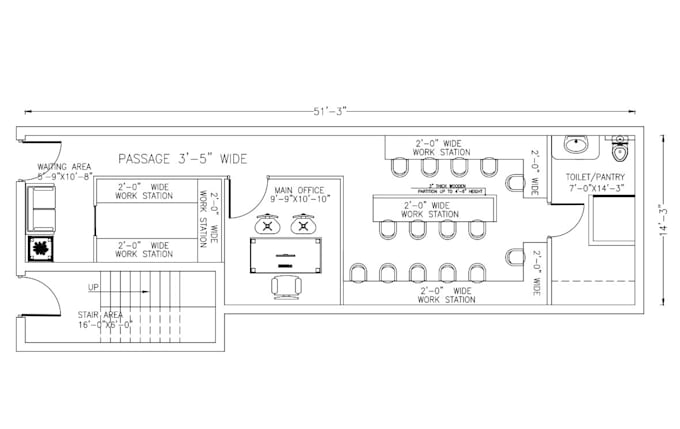 draft scaled floor plans with furniture and fixture layout