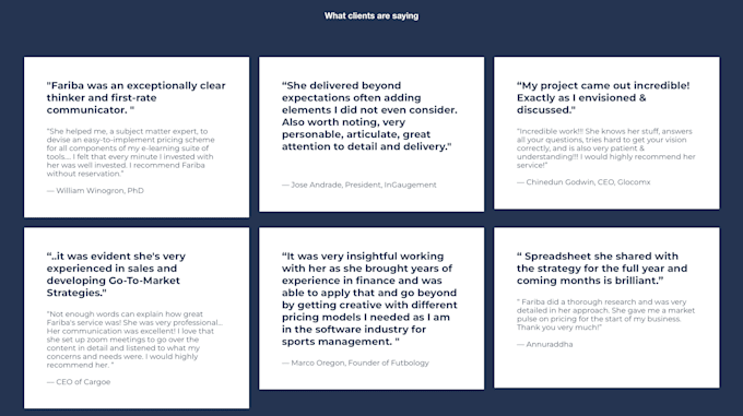provide business consulting for software and tech