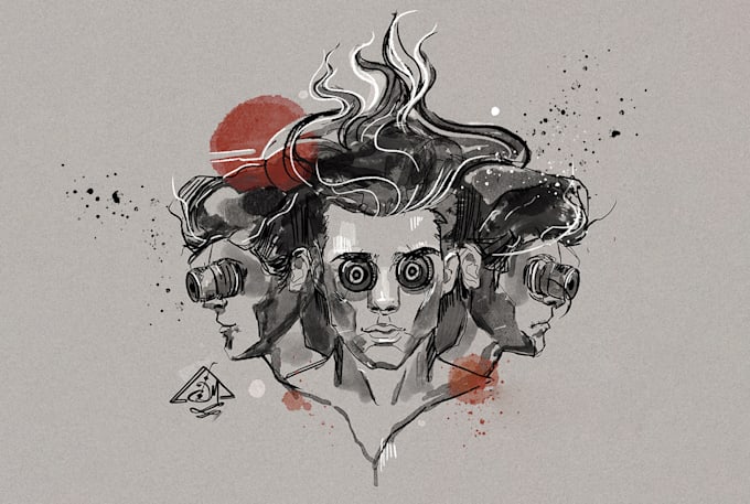create ink, watercolor minimalistic art