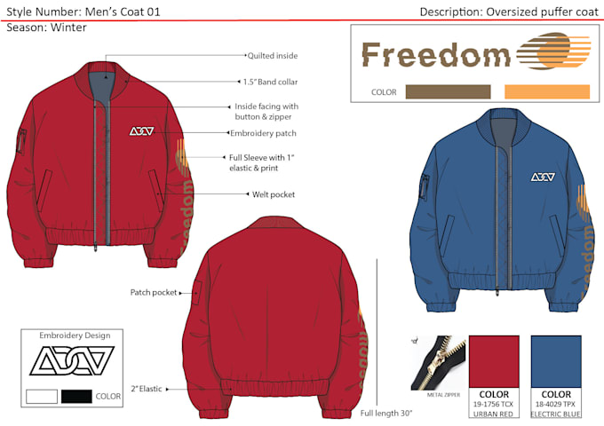 design trendy varsity and quilted jacket and tech pack