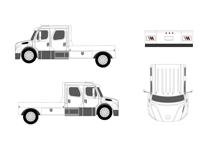 do vehicle blueprint template for car wrap outlines, line art