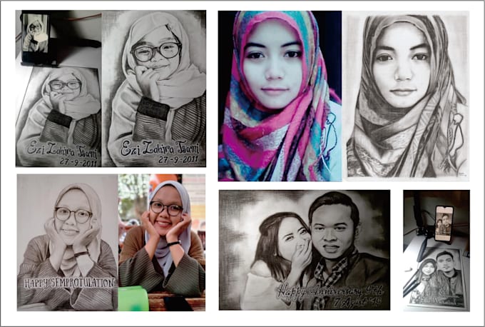 sketch face or photo with pencil