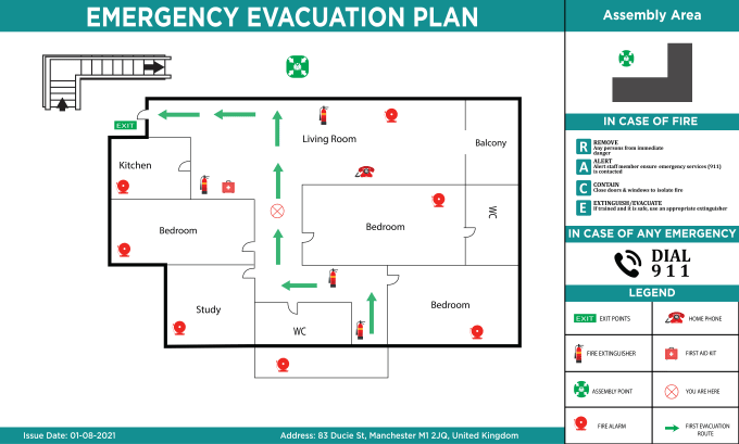 Design a fire emergency evacuation plan, diagram, map by Saniaaltaf234 ...