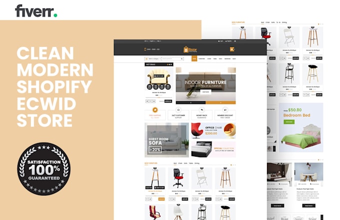 design a complete ecwid store or shopify store website