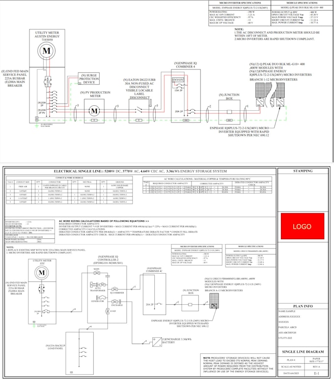 design solar pv, battery, and ev charger permit plans