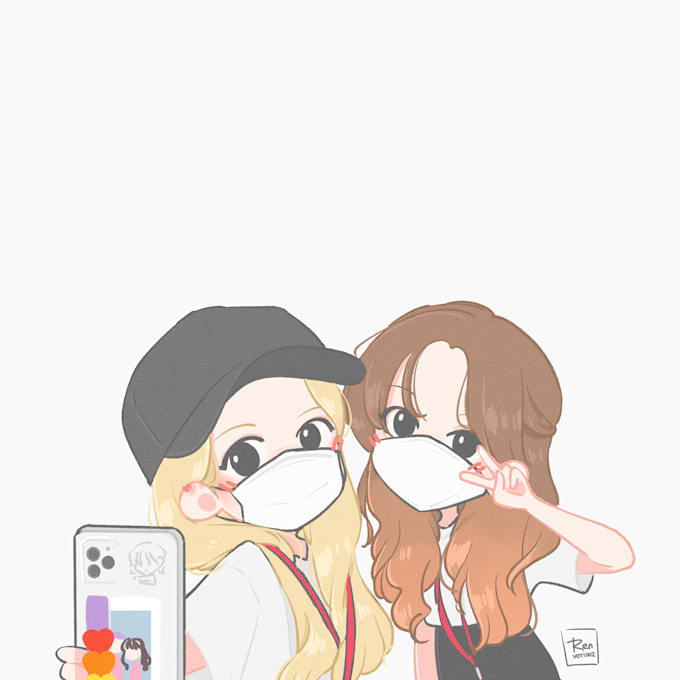 draw chibi couple illustration for you