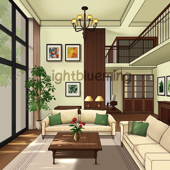 draw a room interior illustration