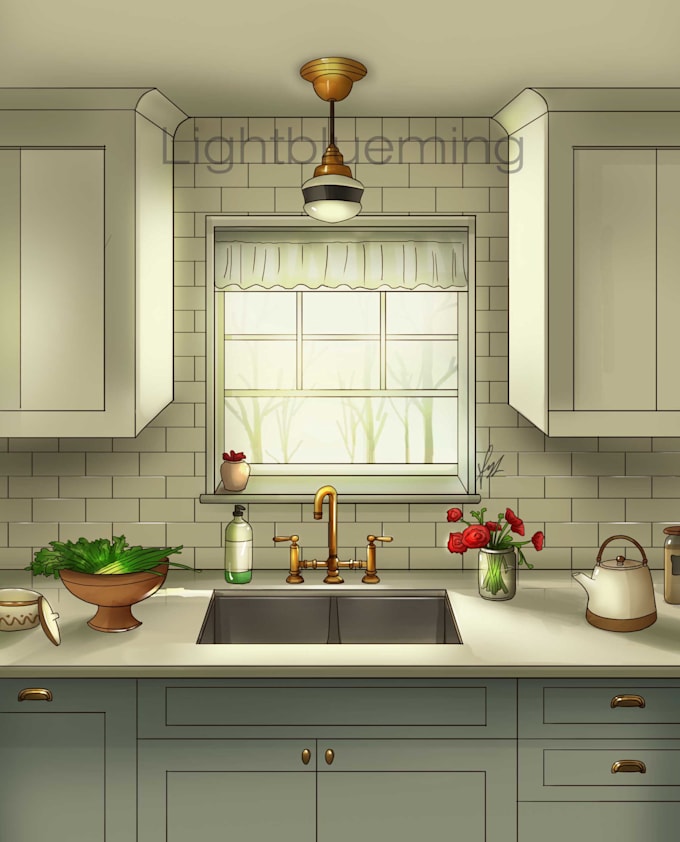 draw a room interior illustration