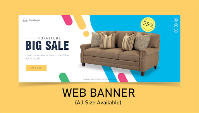 do web banner design, banner ads, header, slider, gamming