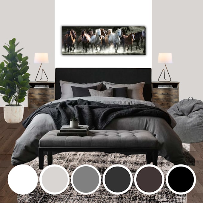 create an interior design mood board with a shopping list