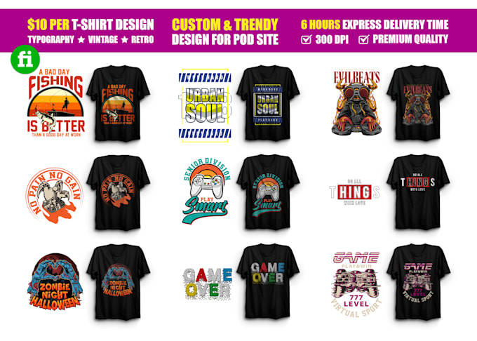 do custom graphic t shirt design for pod business