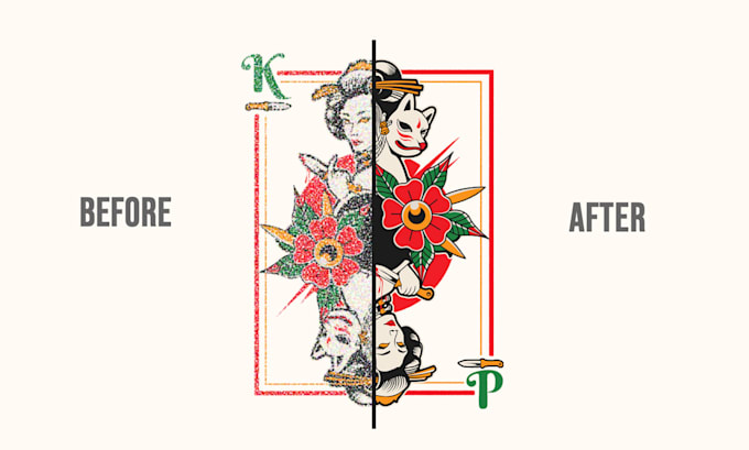 vectorize japanese style for t shirt, logo