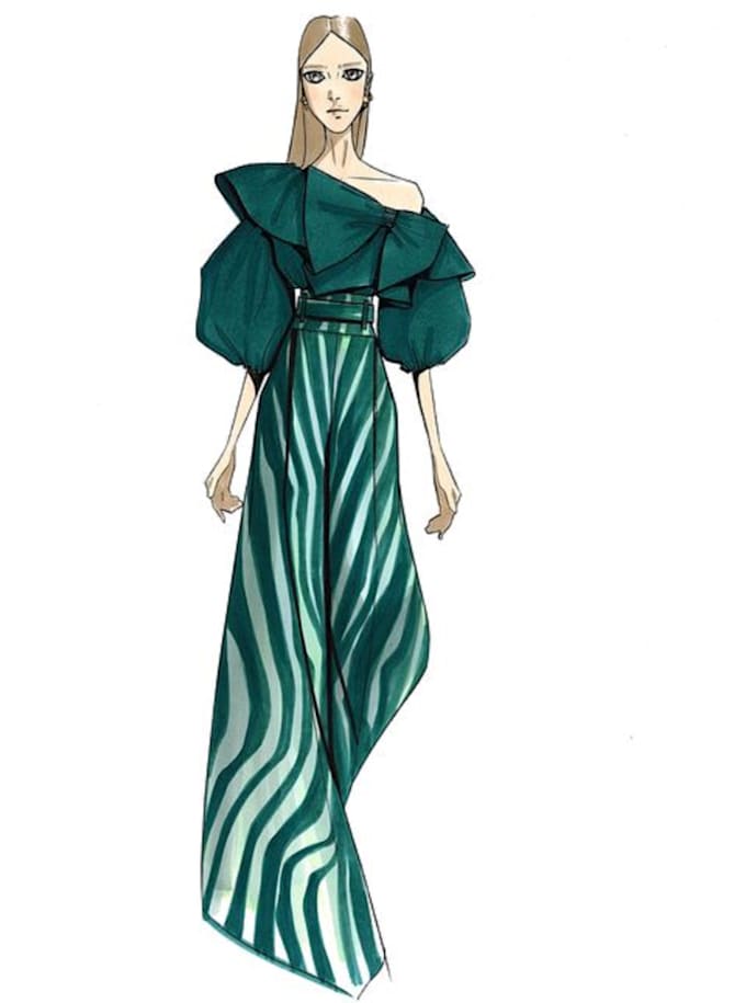 draw fashion illustration, sketch, portrait