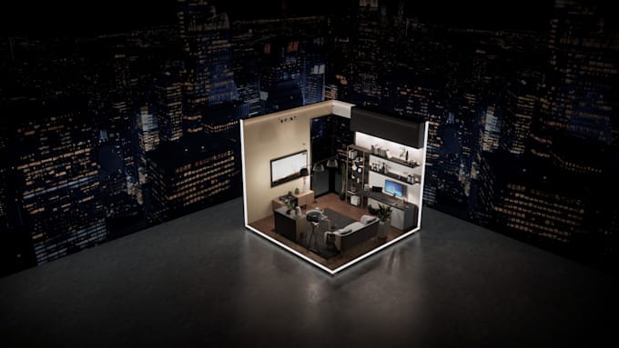 create and render 3d isometric room
