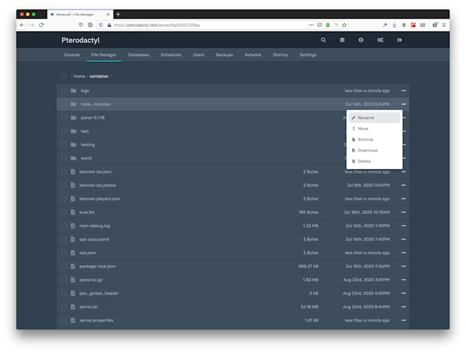 install the pterodactyl panel with modules and themes available