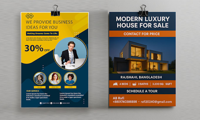 design eye catching restaurant, church, or event flyers