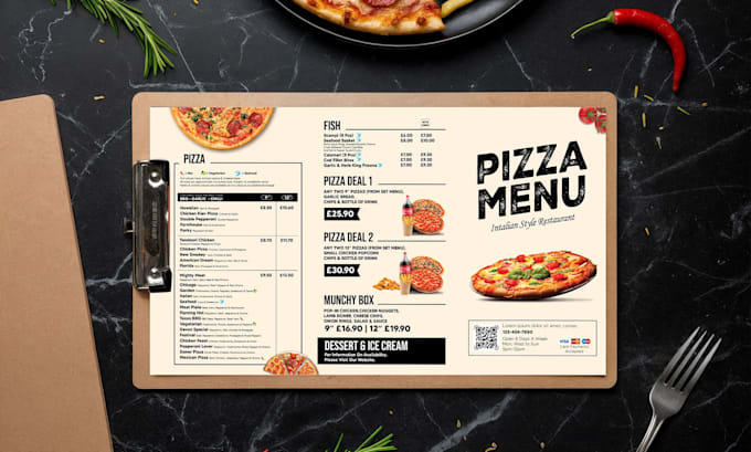do restaurant menu, takeaway menu, trifold brochure design