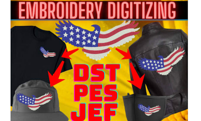 embroidery digitizing logo, convert to dst, jef, pes file, embroidery design