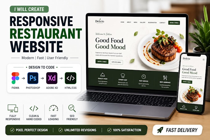 convert figma, PSD, xd to responsive HTML 5  CSS 3  bootstrap website