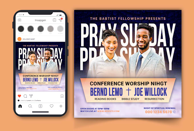 create any sized social media post, banner, facebook cover, or church flyer