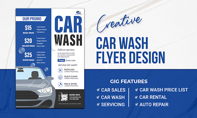 car ads, car sales, car rental,car detailing, price list flyers posters