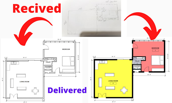 Draw 2d floor plan and pdf sketch convert into autocad file by ...