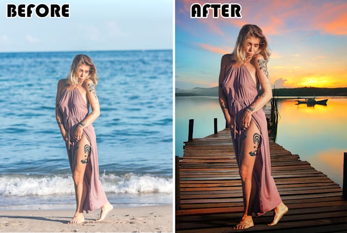 do realistic background change or any photoshop edit