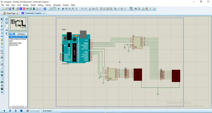 do circuit design on proteus, with arduino programming