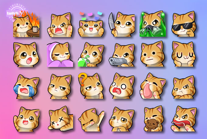 create chibi animal emotes for twitch discord kick in bulk for you