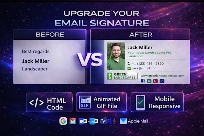 do clickable HTML email signature for gmail outlook apple mail mobile responsive