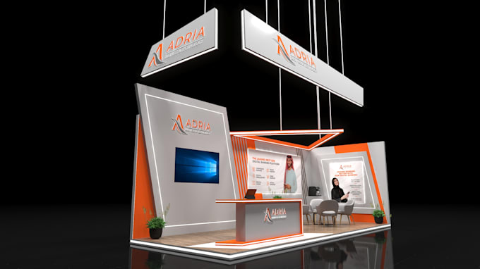 design 3d trade show booth, exhibition stand, stall, kiosk