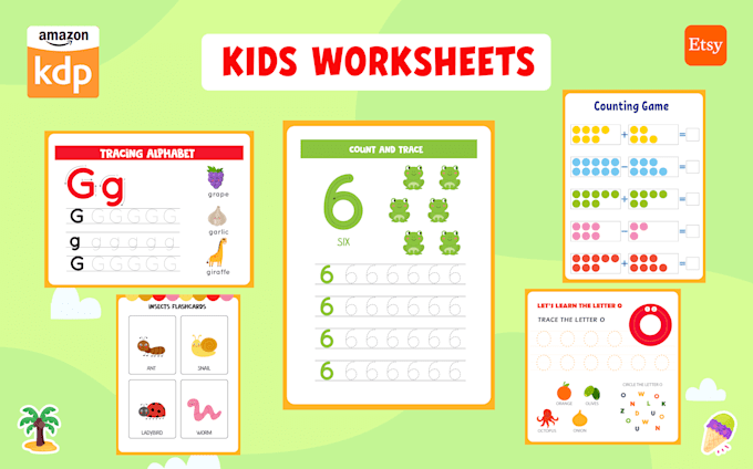 design kindergarten preschool kids activity book worksheets tracing workbook kdp