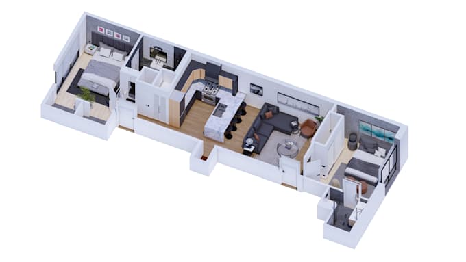 create 3d floor plan from 2d and render