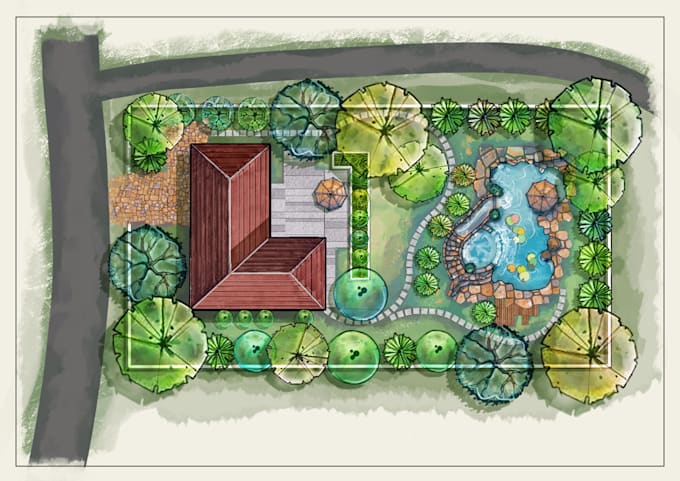 make property map, plat map, site plan, landscape design, and rendering