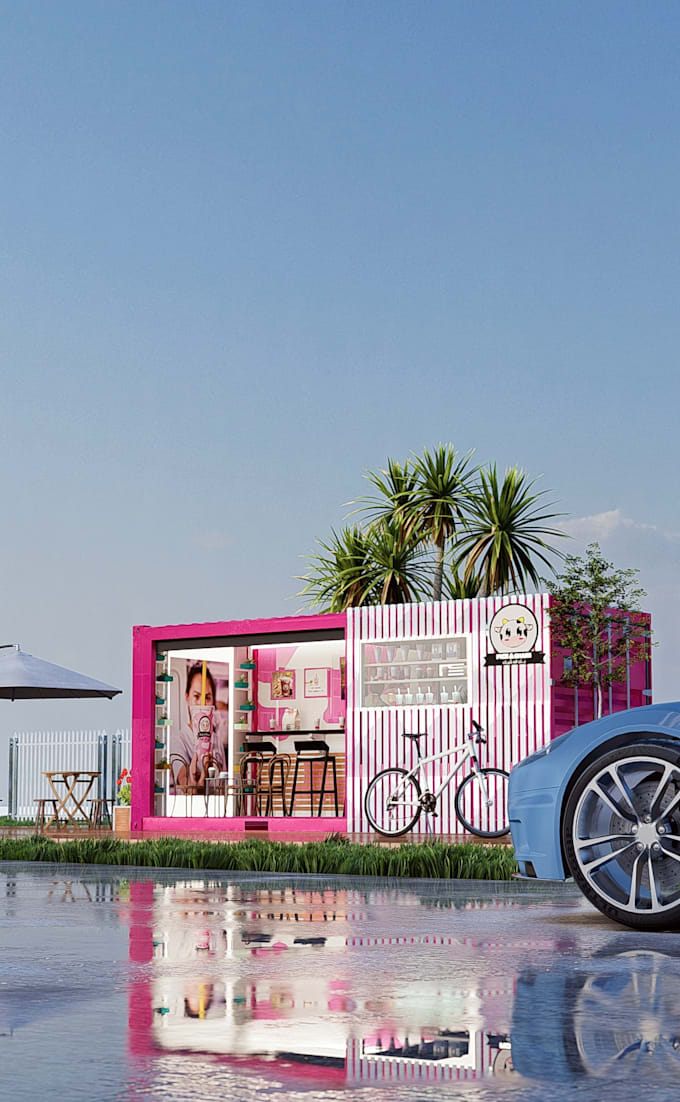 design 3d models and render of container designs, kiosks, and cafe shops