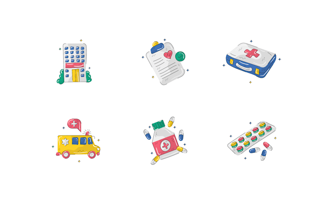 do custom hand drawn icons set or website app icon design