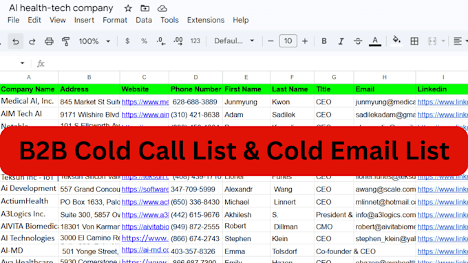 build a b2b cold calling list and a cold email list