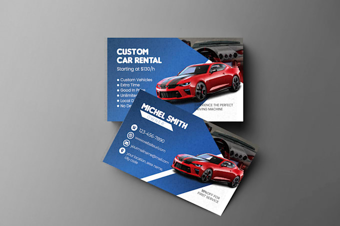 design business card for car wash, auto detailing, rental, repair, car service