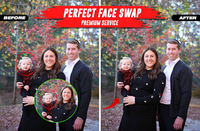 perfect face swap and face replacement in group and family photos