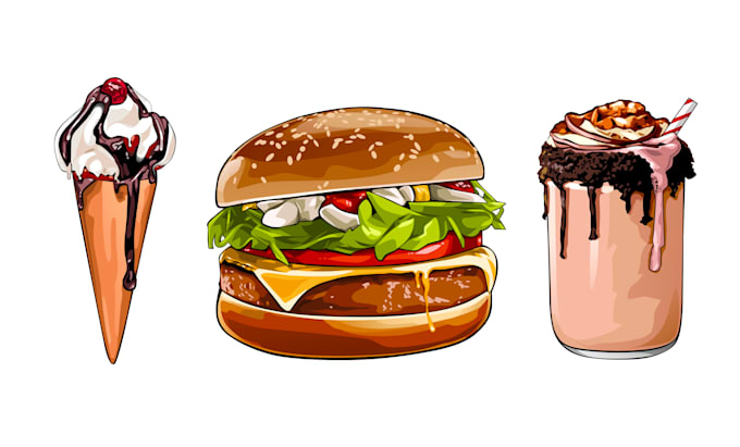 draw your food or drink into amazing vector art illustration