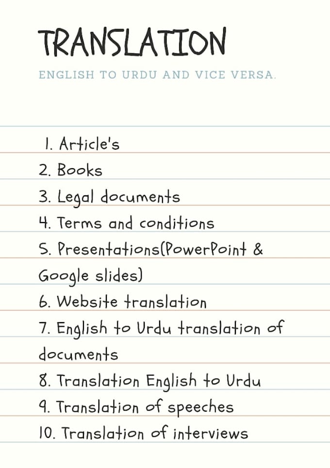 Perfect Translation English To Urdu And Vice Versa By Maryamrandhawa 