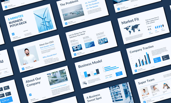 design startup pitch deck presentation for investors