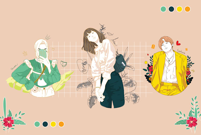 create simple fancy vector art portrait