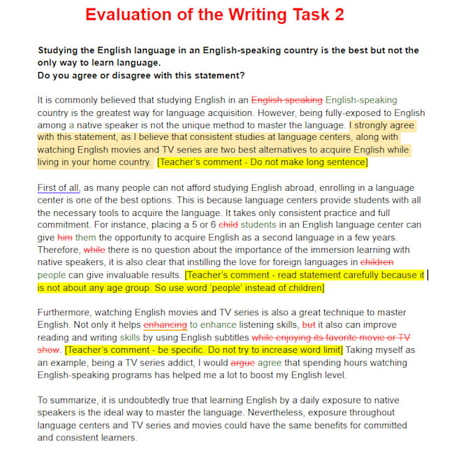evaluate and give feedback on your ielts writing tasks