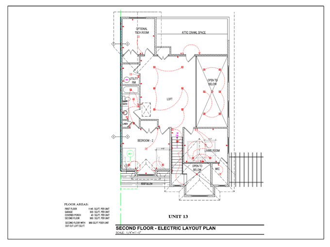 draw electrical plan for your floor plan in autocad