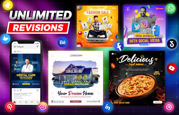 design social media posts graphics for facebook, instagram post