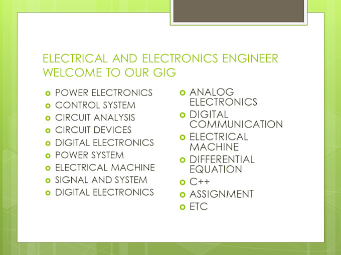 do electrical and electronics engineering related all task