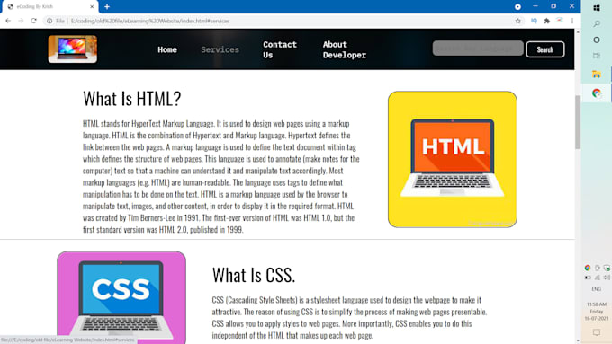 create website using HTML, CSS, javascript, bootstrap and reactjs